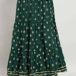kumbhaj Women Printed Flared Green Skirt image 4