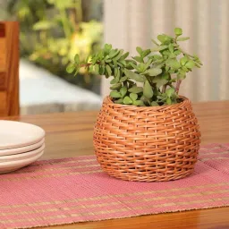 peepul tree Natural Grass Handmade Heat Resistant Blush Pink & Beige 4 Seater (12x60inches) Table Runner image 5