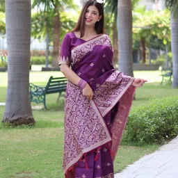 Mitera Purple Ethnic Motifs Woven Design Zari Saree image 2
