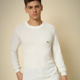 silvanus Men Solid Round Neck White Sweater-picture-25