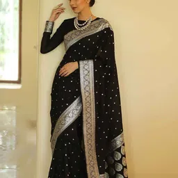 KALINI Geometric Woven Design Zardozi Saree image 5