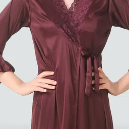 Romaisa Brown Maxi Nightdress with Robe image 2