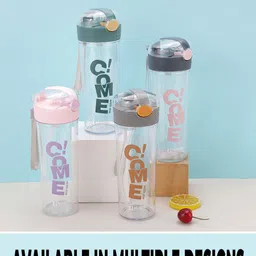 Kuber Industries Kids Transparent Printed Sipper Water Bottle With Straw 420 ml image 2