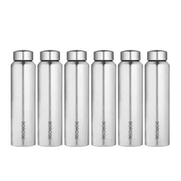 BOROSIL Aquaslim 6-Pcs Stainless Steel Water Bottles 1L each image 2