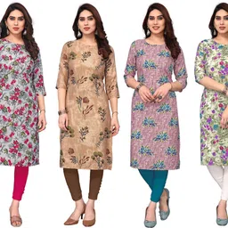 ketaki fashion Pack of 4 Women Printed Crepe Straight Kurta-picture-25