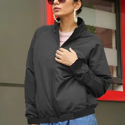 Leotude Solid Women Wind Cheater image 2