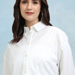 tokyo talkies Women Regular Fit Solid Cut Away Collar Casual Shirt-picture-18