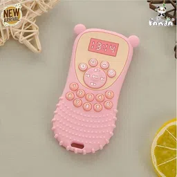 teniyu Silicone Baby Teether Toy Remote Shape Soft Sensory Gum Relief Teether (Pink) Teether image 2