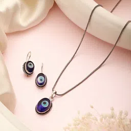 Saraf RS Jewellery Rhodium-Plated Evil Eye Studded Jewellery Set image 4