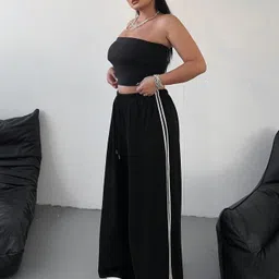 dockstreet Women Solid White, Black Track Pants image 1