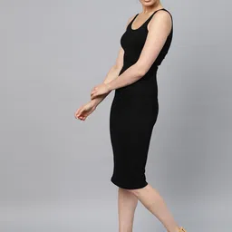 sassafras Women Bodycon Black Knee Length Dress image 2