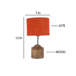 Devansh Wood Table Lamp With Orange Jute Shade by New Era image 5