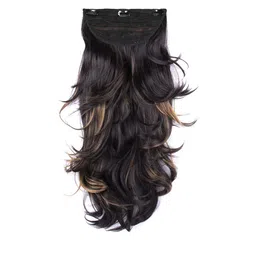 Milano Treasures Beach Waves Clip-in Golden Highlights Hair Extensions - Dark Brown image 1