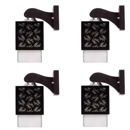Gojeeva Black & White 4 Pieces Textured Square Shaped Wooden Wall Lamp-picture-29