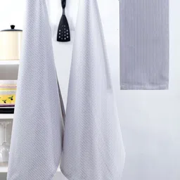 MASPAR Grey & White 3 Pieces Striped Pure Cotton Kitchen Towel-picture-42