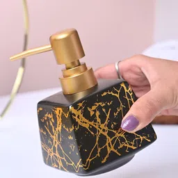 MARKET99 Grey & Brown Abstract Printed Glossy Ceramic Soap Dispenser image 2