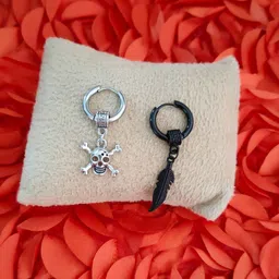 M Men Style Stainless Steel Silver-Plated Contemporary Shaped Hoop Earrings-picture-37