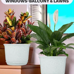 Kuber Industries White & Pink 12 Pieces Textured Planters With Pot image 3