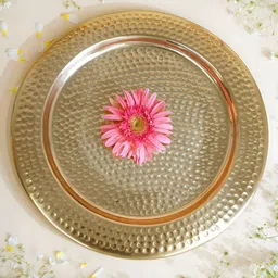 BEHOMA Yellow Textured Pooja Thali-picture-30