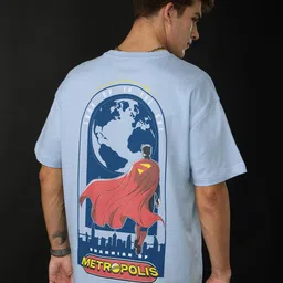 The Souled Store Oversized Superman Guardian Of Metropolis Printed Pure Cotton T-Shirt-picture-16