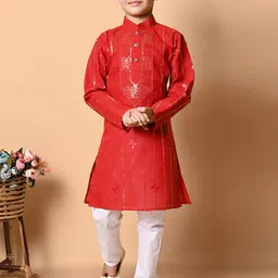 NFC CREATION Boys Embroidered Regular Sequinned Kurta with Pyjamas-picture-17