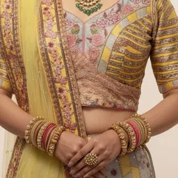 SAPTRANGI Embroidered Sequinned Semi-Stitched Lehenga & Blouse With Dupatta image 4