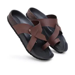 The arwah Men Brown Striped Slip-Ons image 2