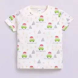 LITTLE NINJA Boys Conversational Printed Round Neck Cotton T-shirt-image-42