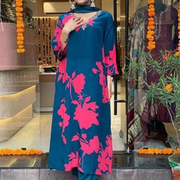 GoSriKi Floral Printed V-Neck Kurta With Trousers & Dupatta-picture-40