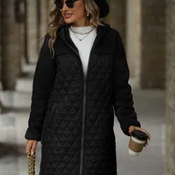 HERE&NOW Women Black Casual Polyester Long Sleeves Winter Wear Jackets-picture-27