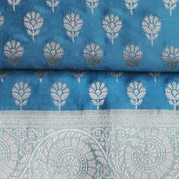 Meena Bazaar Floral Woven Design Zari Chanderi Unstitched Dress Material image 3