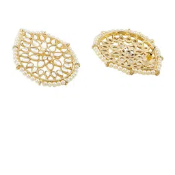 TEEJH Gold-Plated Classic Artificial Stone Studded Studs Earrings image 4