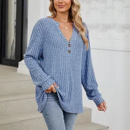 HERE&NOW Women Blue Longline Sweater Vest-picture-24