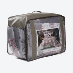 Monte Carlo Pink & Grey Floral Printed Heavy Winter Double Bed Comforter 1026 GSM image 4