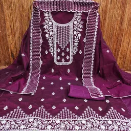 KIMISHA Floral Embroidered Unstitched Dress Material image 3