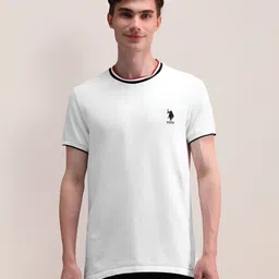U.S. Polo Assn. Men Solid Round Neck Cotton Slim Fit T-Shirt image 4