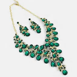 SOHI Gold-Plated Artificial Stones Studded Jewellery set image 2