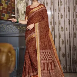 all about you Bandhani Printed Woven Design Zari Saree-picture-24