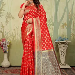 GARIYA Woven Design Zari Silk Blend Banarasi Saree-picture-11