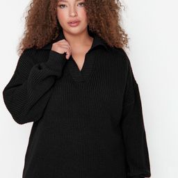 Trendyol Women Ribbed Shirt Collar Pullover-picture-28