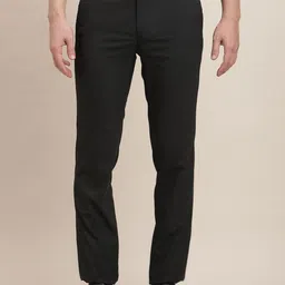 Turtle Men Tailored Slim Fit Mid-Rise Formal Trousers-image-96