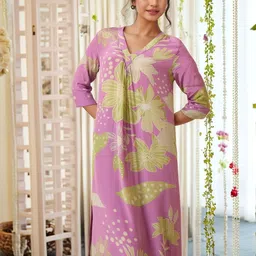 KALINI Women Purple Rayon Blend Printed Straight Kurta With Palazzos-picture-18