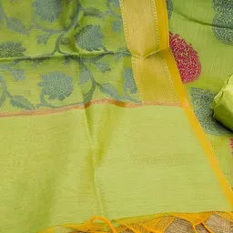 Ishin Paisley Woven Design Zari Unstitched Dress Material image 4