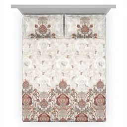 DDecor Prime Red & Brown Motifs Printed 144 TC Cotton King Bedsheet Set 1.82 m X 1.98 m image 4