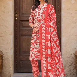 Banwaree Women Ethnic Motifs Printed Straight Kurta With Trousers & Dupatta image 2