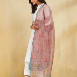 Fabindia Geometric Printed Cotton Silk Dupatta image 5