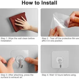 ARPANA BRIGHT Pack of 10 Self-Adhesive Wall Hooks image 4