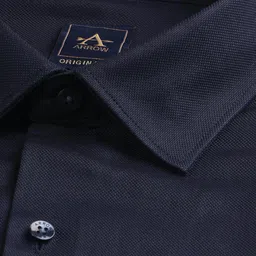 Arrow Textured Spread Collar Long Sleeves Pure Cotton Opaque Formal Shirt image 3