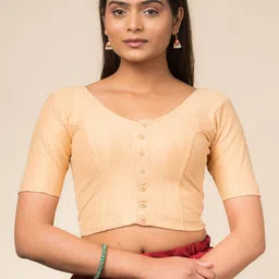 Bindigasm's Advi Women Cotton Dobby Stretchable Saree Blouse image 1