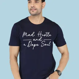 NOBLE HUSTLE Typography Printed Round Neck Pure Cotton T-shirt-picture-18